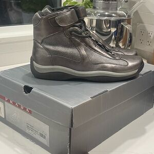 Prada Men's Gray High-Top Sneakers size USA 11